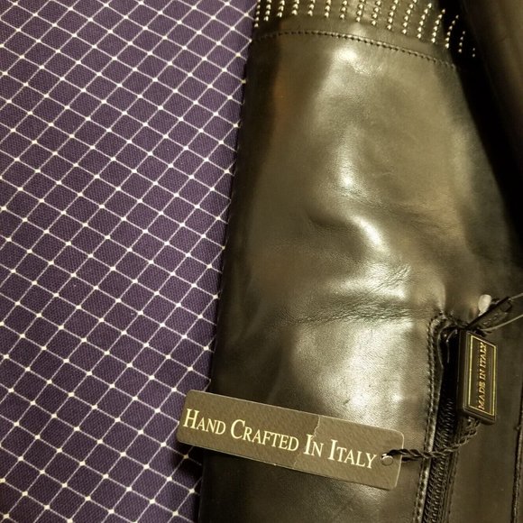 Stelle Monelle Black Leather Micro Studded Tall Boots Women’s Size 9 - Picture 10 of 13